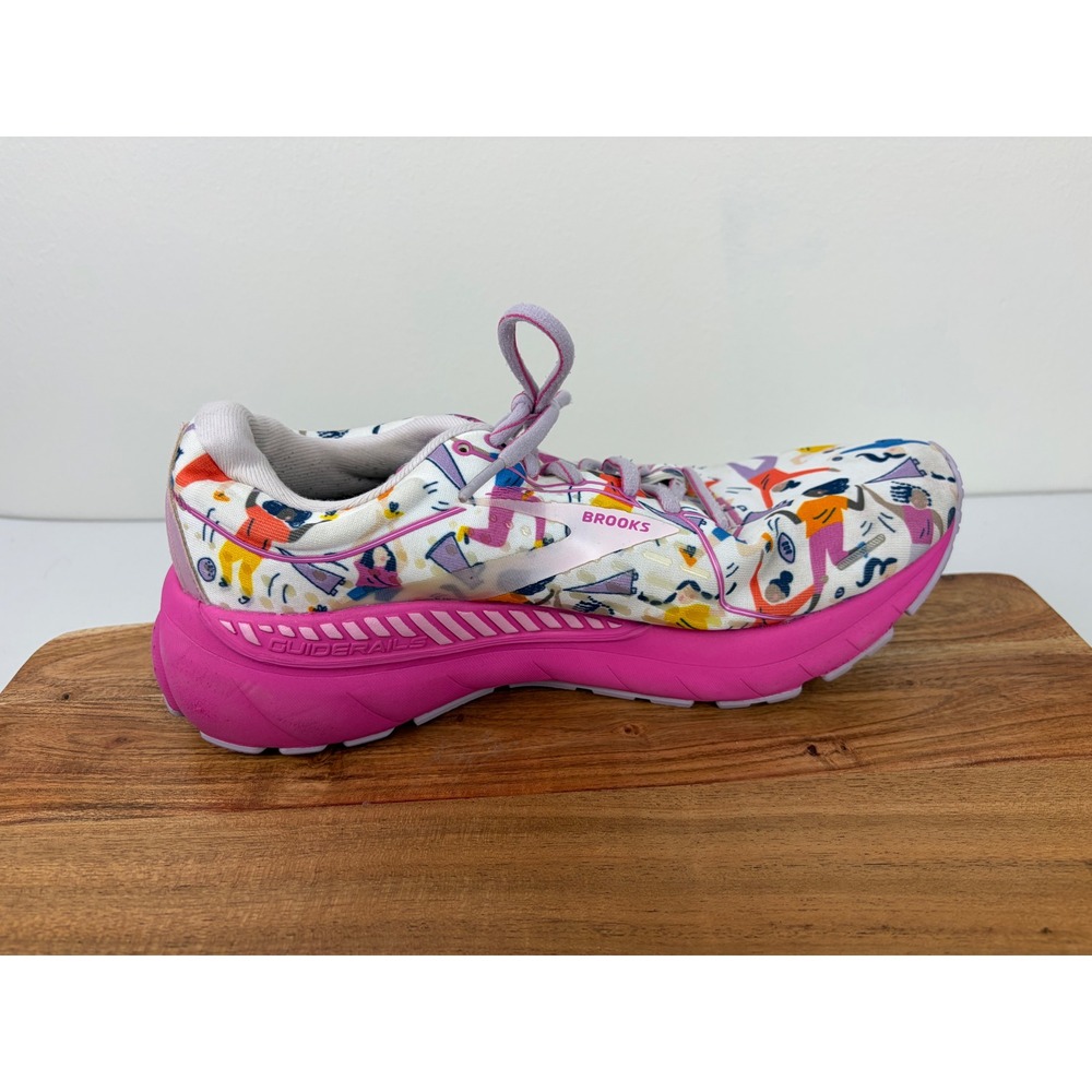 Brooks Adrenaline GTS 21 Size 10 White Pink Empower Unity Graphic Running Shoes - Picture 11 of 12